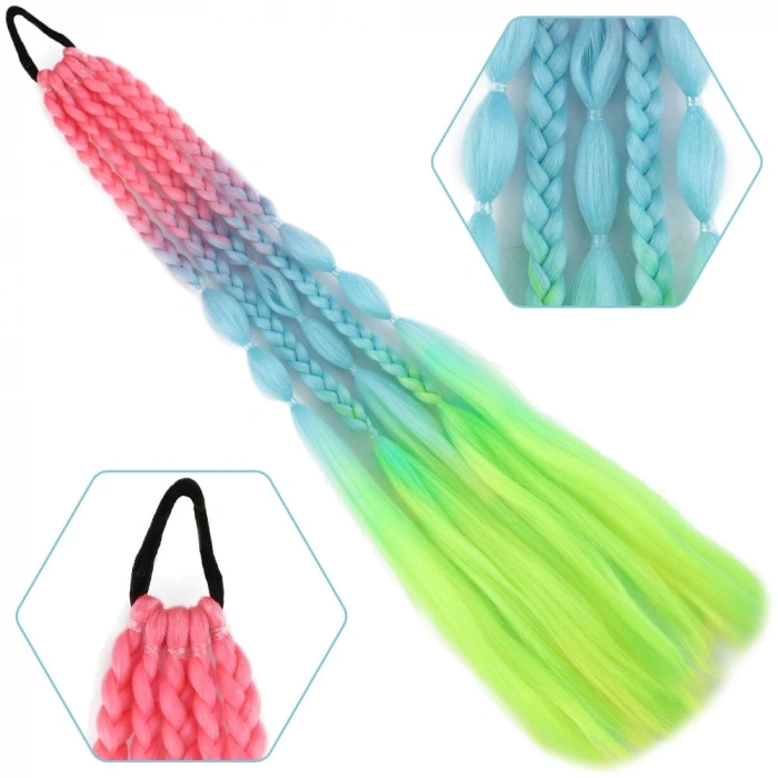 Bn ve Düz Salaş Örgülü Lastikli At Kuyruğu / ACM13