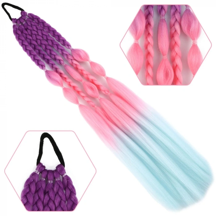 Bn ve Düz Salaş Örgülü Lastikli At Kuyruğu / ACM19