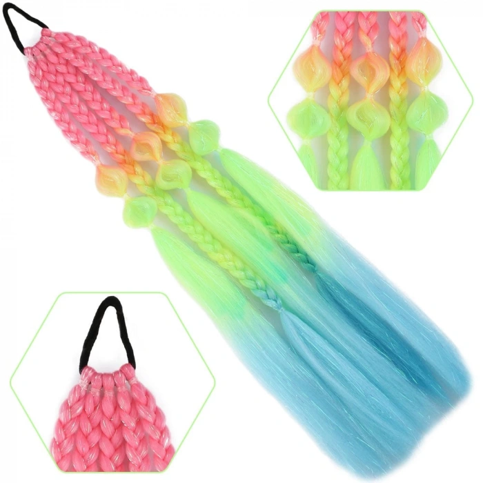 Bn ve Düz Salaş Örgülü Simli Lastikli At Kuyruğu / ACM05