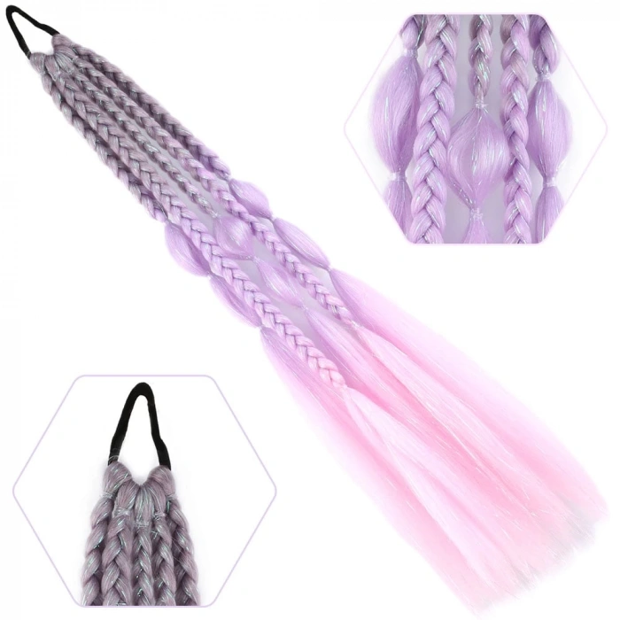 Bn ve Düz Salaş Örgülü Simli Lastikli At Kuyruğu / ACM06