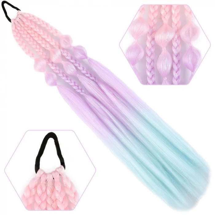 Bn ve Düz Salaş Örgülü Simli Lastikli At Kuyruğu / ACM25