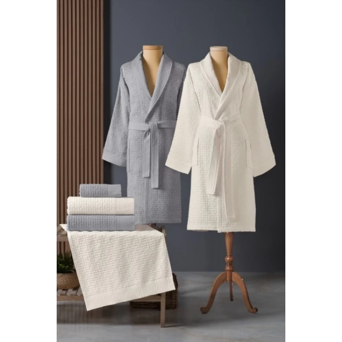 Bambu Bornoz Seti Lisse Coin İvory