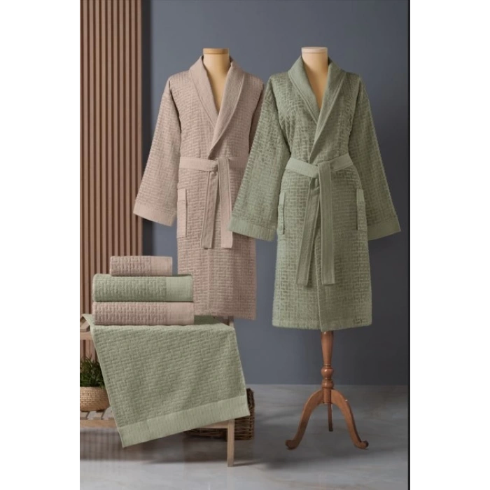 Bambu Bornoz Seti Lisse Sage Sabre