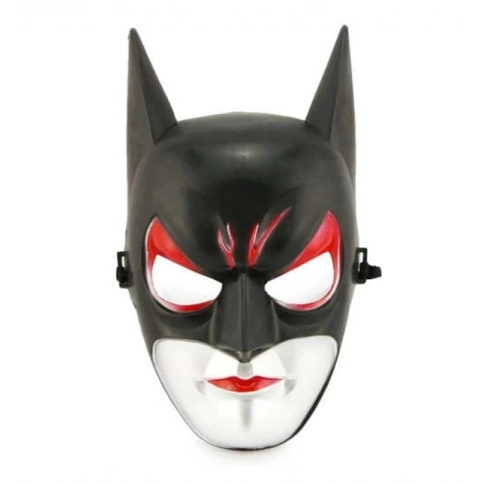 Kırmızı Gözlü Siyah Batman Maske - Lastikli Batgirl Maskesi 28x17 cm