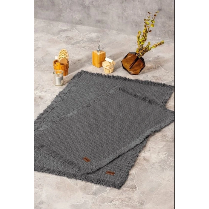 Bath Rug Set Antrasit 2li 75x125 60x90