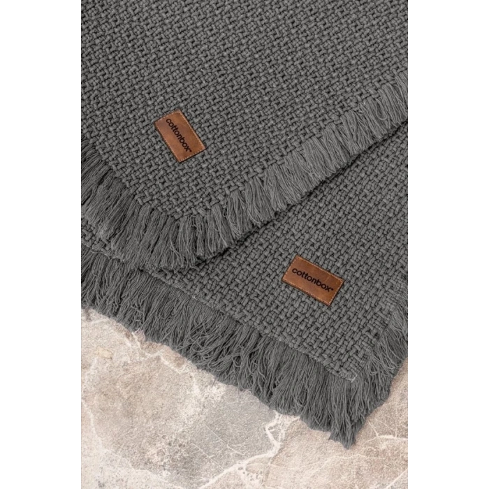 Bath Rug Set Antrasit 2li 75x125 60x90