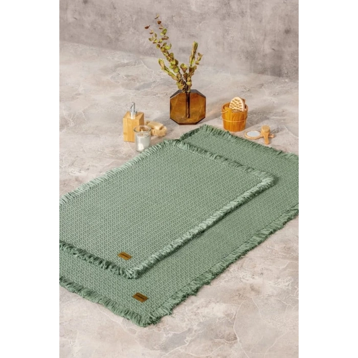 Bath Rug Set Yeşil 2li 75x125 60x90