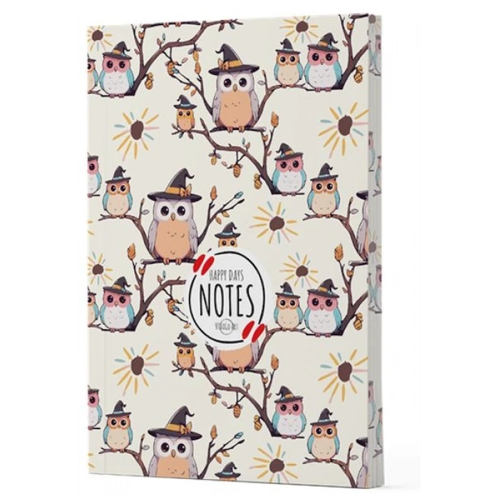 Baykuş 7 - Yan Boyamalı Çizgili Defter