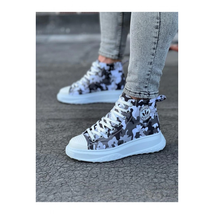 Beyaz Askeri Yarım Bilek Casual Ayakkabı