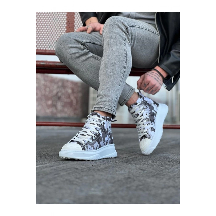 Beyaz Askeri Yarım Bilek Casual Ayakkabı