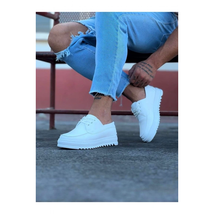 Beyaz Erkek Saraclı Casual Ayakkabı