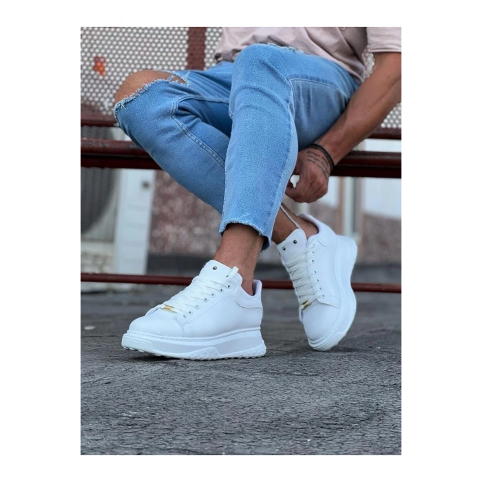 Beyaz Erkek Yüksek Taban Ayakkabı