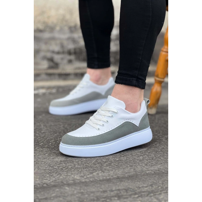 Beyaz Gri Ortopedik Taban Erkek Casual Ayakkabı