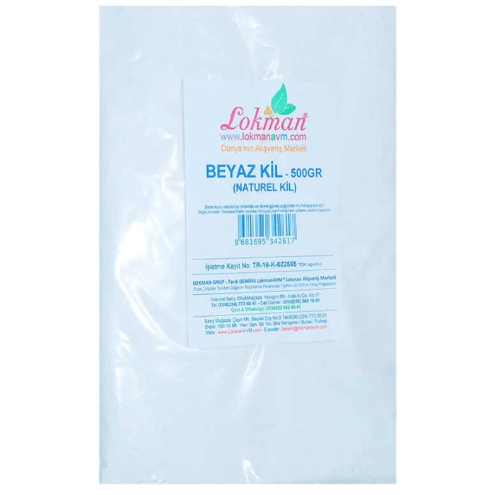 Beyaz Kil Öğütülmüş Doğal Saf Naturel 500 Gr Paket
