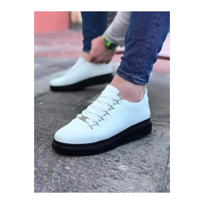 Beyaz Kömür Düz Erkek Casual Ayakkabı