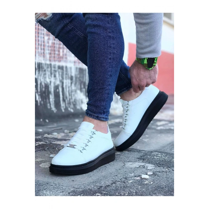Beyaz Kömür Düz Erkek Casual Ayakkabı