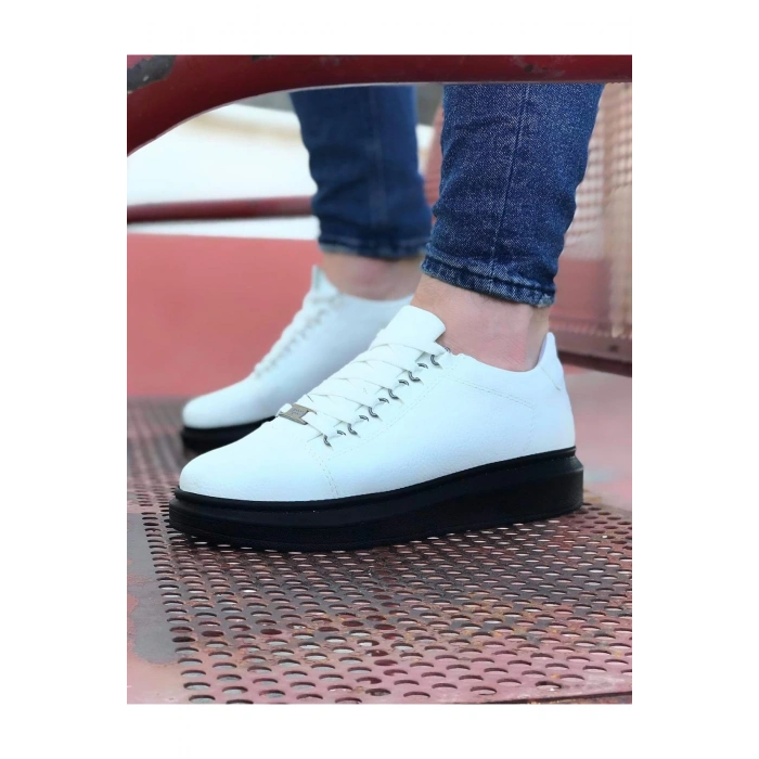 Beyaz Kömür Düz Erkek Casual Ayakkabı