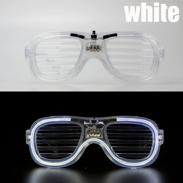 Beyaz Led Işıklı Parti Gözlüğü - Neon Glow Şerit Gözlük 3 Modlu