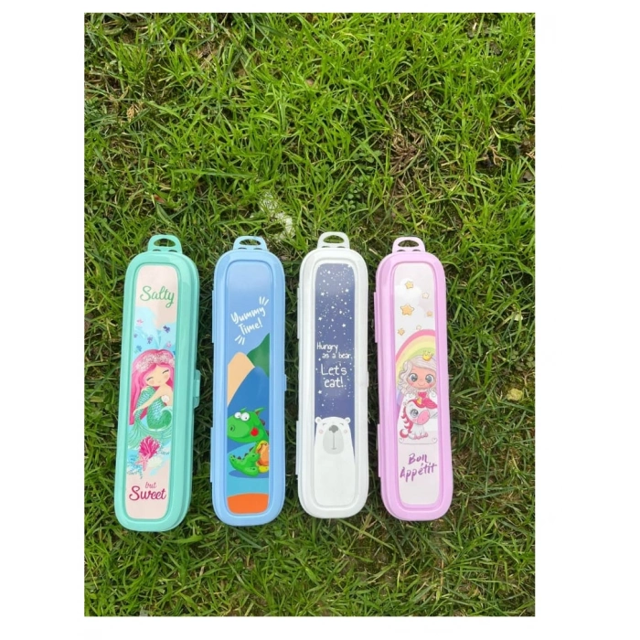 Beyaz Multi Renkli Kapaklı Kalemlik Kutusu -Çanta İçi Saklama - Diş Fırçası - Makyaj Fırçası Kutu