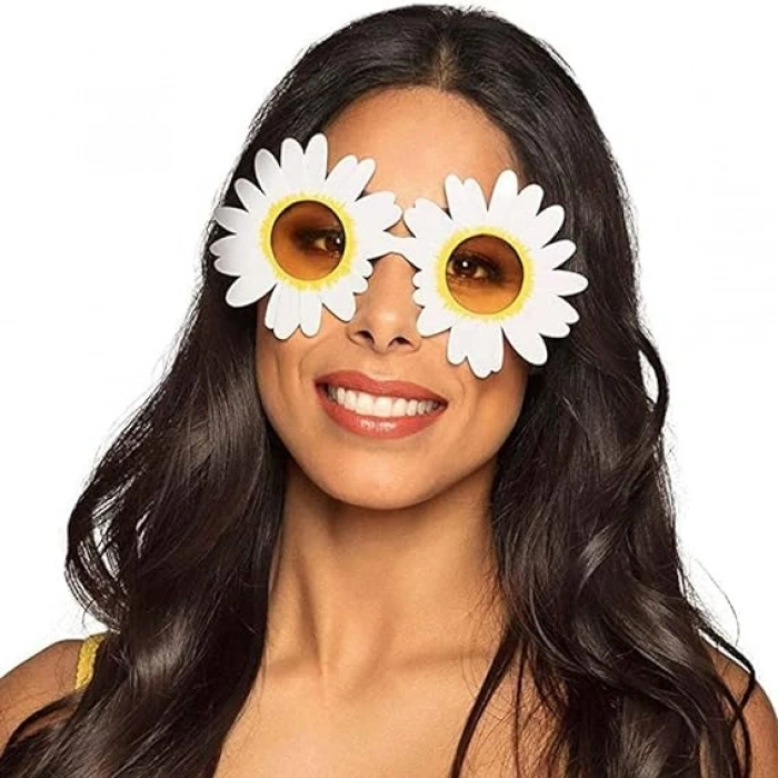 Beyaz Renk  Şekilli Parti Gözlüğü 18x10 cm