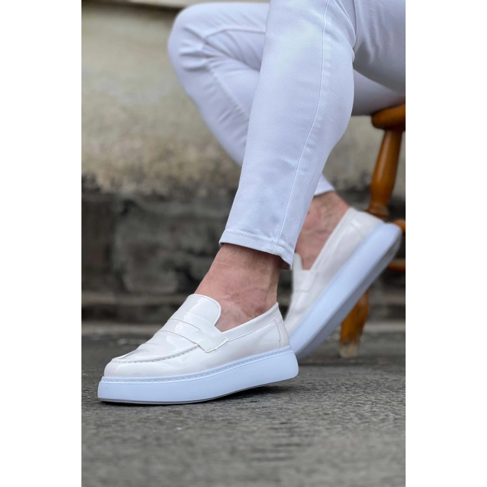 Beyaz Rugan Erkek Casual Ayakkabı