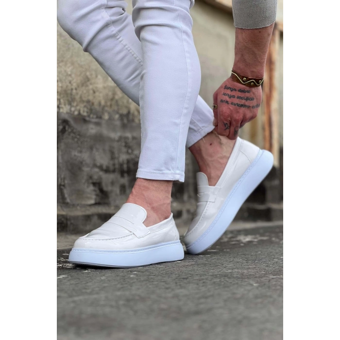 Beyaz Rugan Erkek Casual Ayakkabı