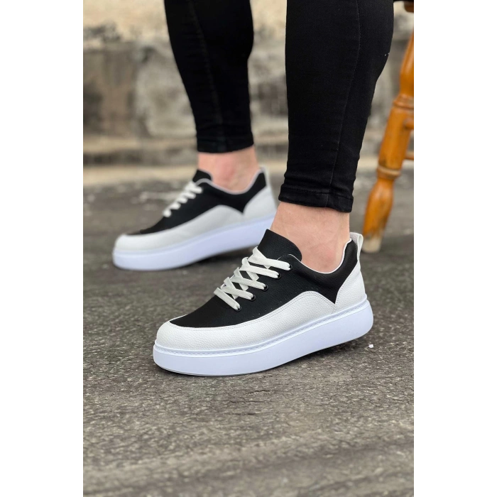 Beyaz Siyah Ortopedik Taban Erkek Casual Ayakkabı