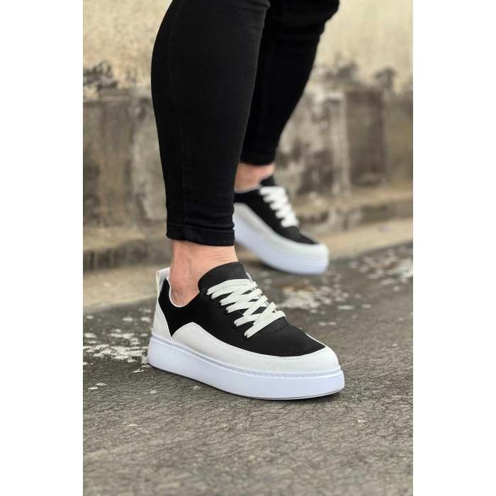 Beyaz Siyah Ortopedik Taban Erkek Casual Ayakkabı