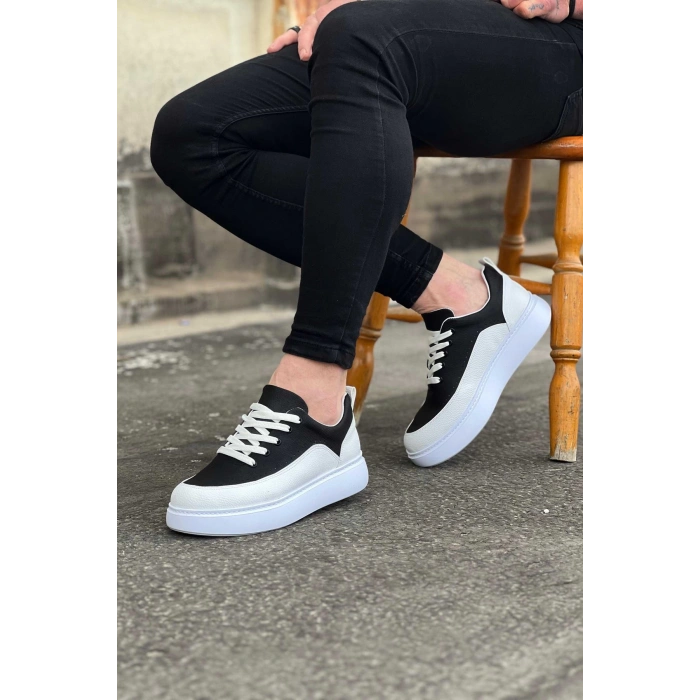 Beyaz Siyah Ortopedik Taban Erkek Casual Ayakkabı