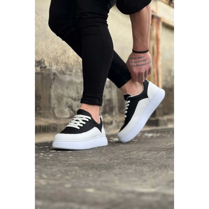 Beyaz Siyah Ortopedik Taban Erkek Casual Ayakkabı