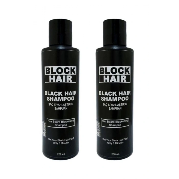 Block Hair Saç Koyulaştırıcı Siyahlaştırıcı Bakım Şampuanı 200ml 2 Adet