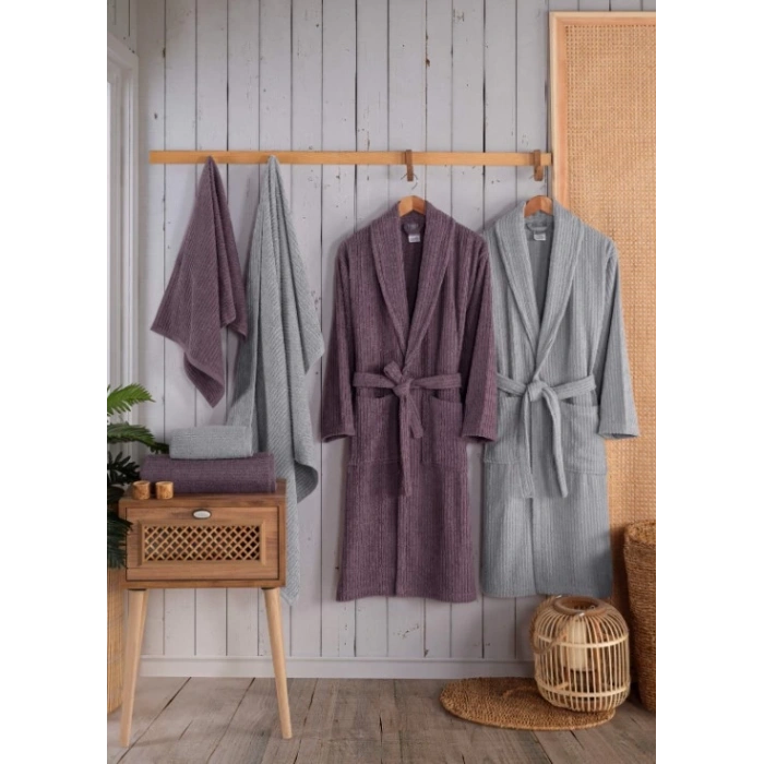 Bornoz Seti Alfa Mürdüm-Gri