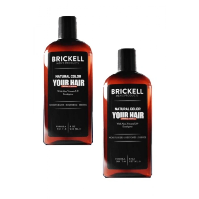 Brickell Erkeklere Için Saç Sakal Beyazlık Giderci Renklendirci Bakım Şampuanı 300 ml 2 Adet