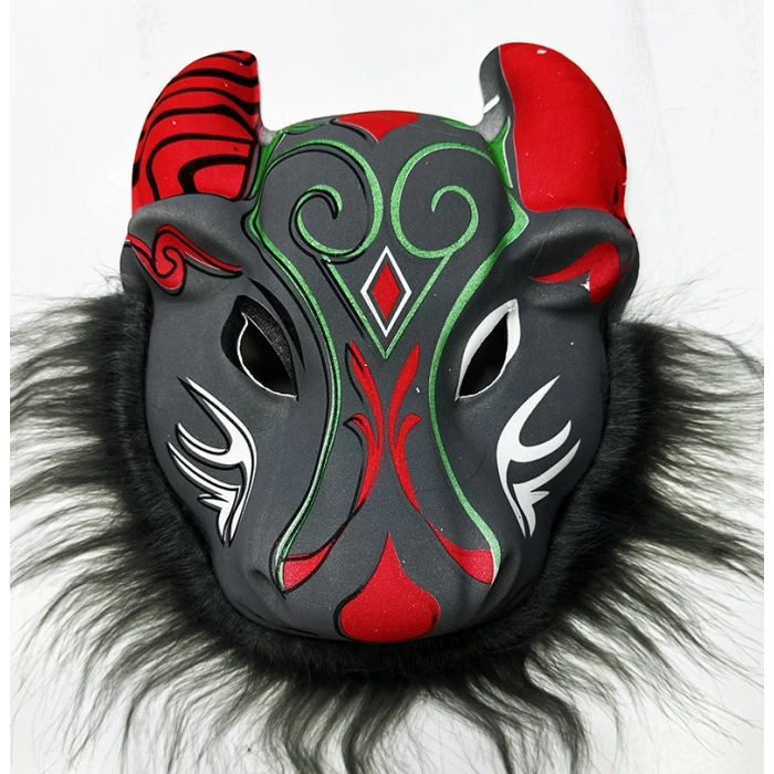 Buf Maskesi - Kırmızı Boynuzlu Buf Maskesi Yetişkin Çocuk Uyumlu Model 4