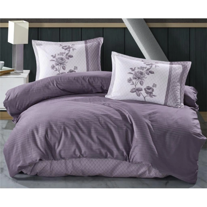 Butik Serisi Çizgili Ranforce Çift Kişilik Nev Takımı Suave v3 Lila
