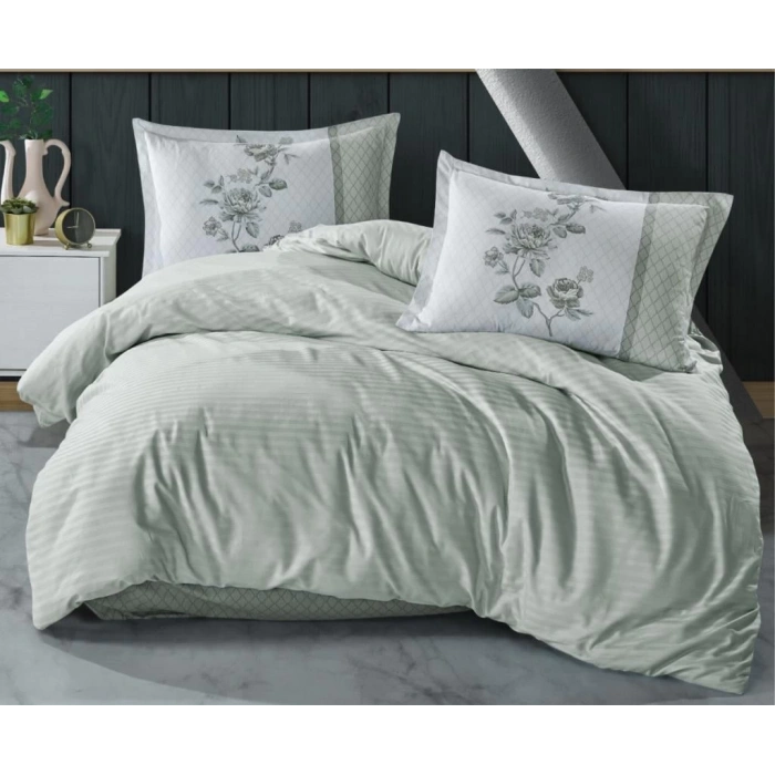 Butik Serisi Çizgili Ranforce Çift Kişilik Nev Takımı Suave v5 Yeşil