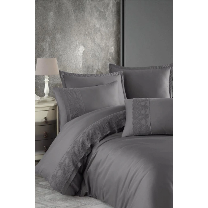Butik Valinor Çift Kişilik Saten Nev Takımı V6 Gri