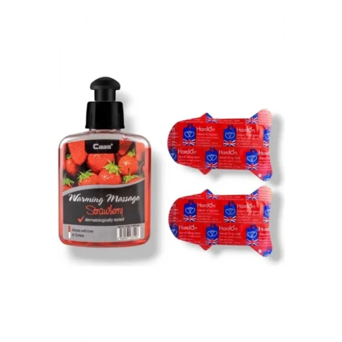 Caas Çilek Aromalı Masaj Yağı 100 ml - Erkeklere Özel Sertlik Performans Takviyesi 6lı - 2 Adet