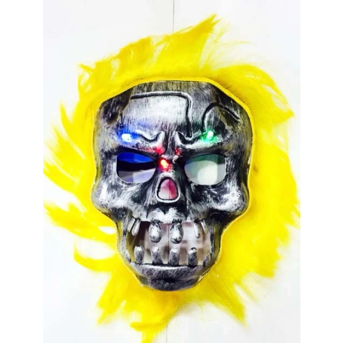 Cadılar Bayramı Halloween Işıklı Kurukafa Maske sarı saçlı