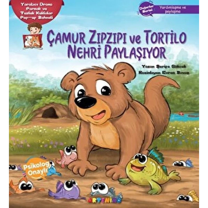 Çamur Zıpzıpı ve Tortilo Nehri Paylaşıyor tıcı Drama Parmak ve Tuzluk Kuklalar Pop-up Sahneli