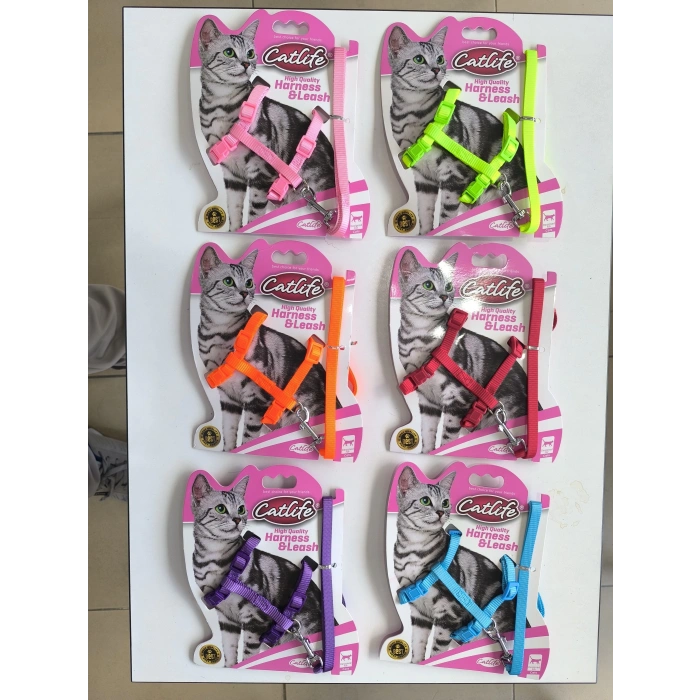Catlife Kedi Göğüs Bel Tasması + Gezdirme İpi