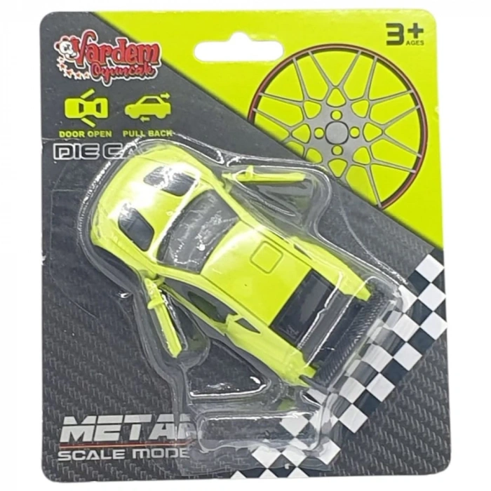 Çek Bırak Metal Küçük Arabalar 8 cm - 6411A - Açık Yeşil