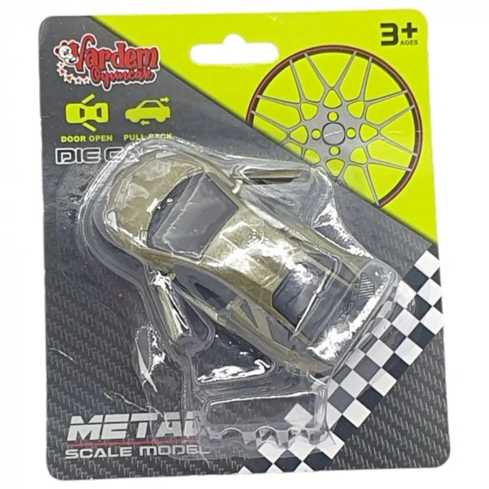 Çek Bırak Metal Küçük Arabalar 8 cm - 6411A - Haki