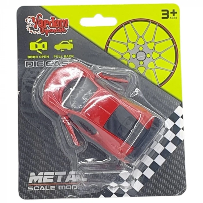 Çek Bırak Metal Küçük Arabalar 8 cm - 6411A - Kırmızı