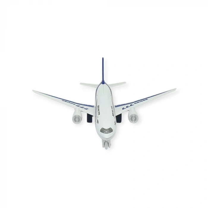 Çek Bırak Sesli Işıklı Metal Uçak - 180 - Mavi