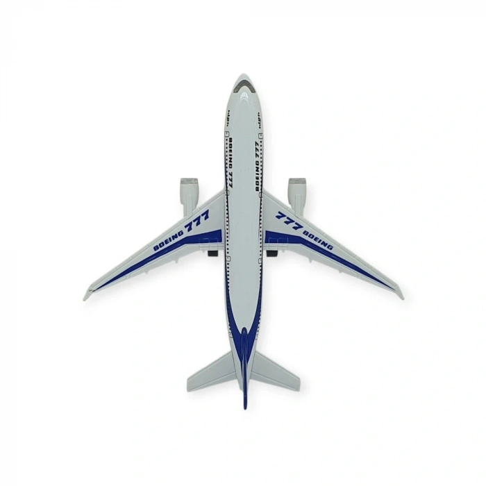 Çek Bırak Sesli Işıklı Metal Uçak - 180 - Mavi