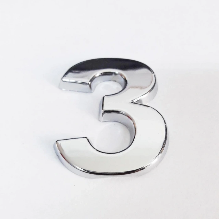 Cemax 3 Rakamı 3,75 cm Krom Yapışkanlı