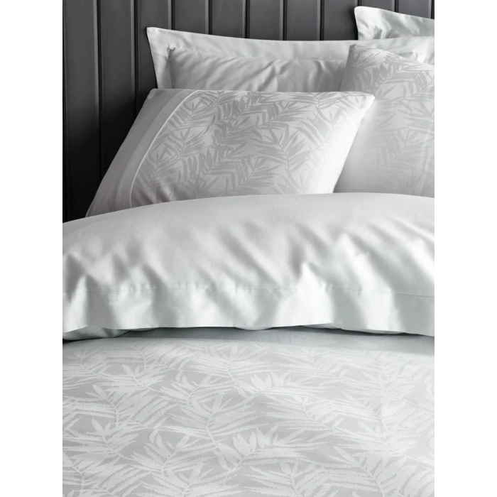 Çift Kişilik Jakarlı Saten Nev Takımı Leaf Buz Mavisi