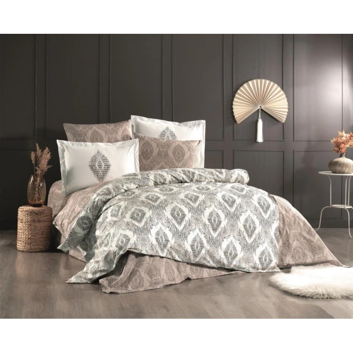 Çift Kişilik Poplin Nev Retro Kahve