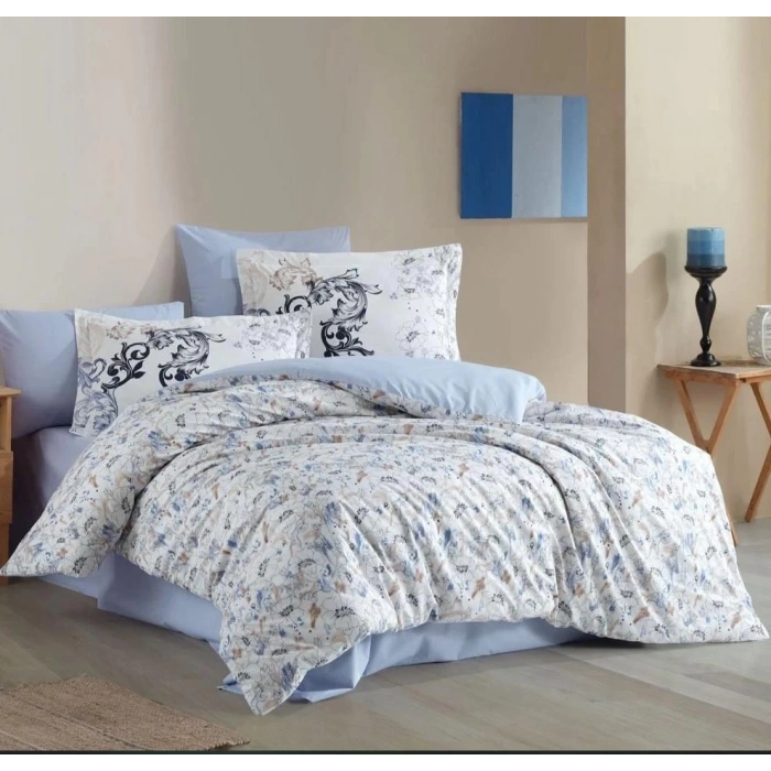 Çift Kişilik Poplin Nevresim Fiesta Mavi